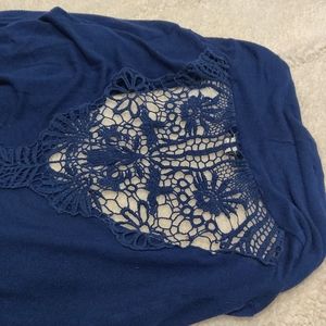 Blue Lace Cardigan Sweater
